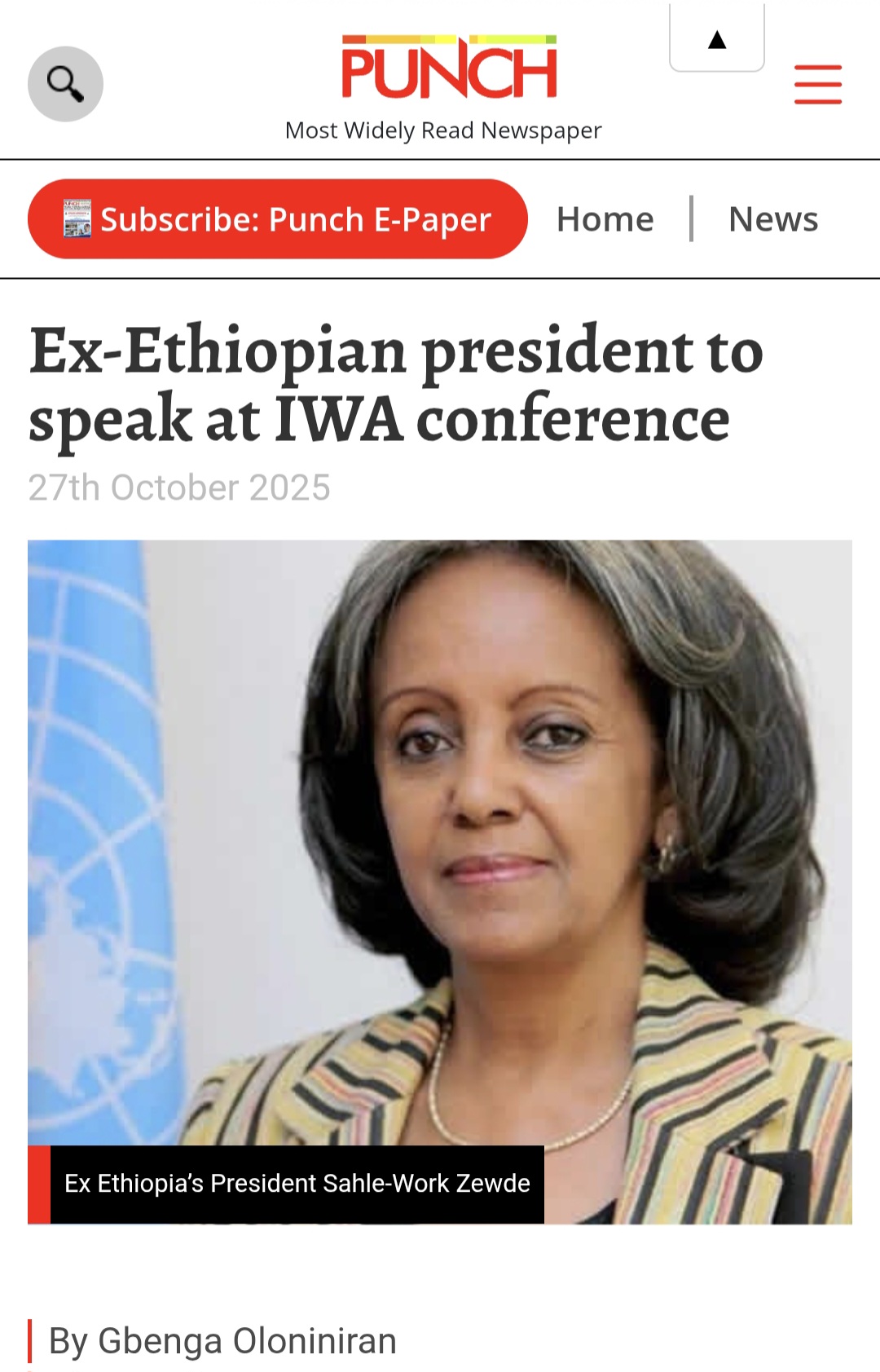 Ex-Ethiopian President to Speak at IWA Conference